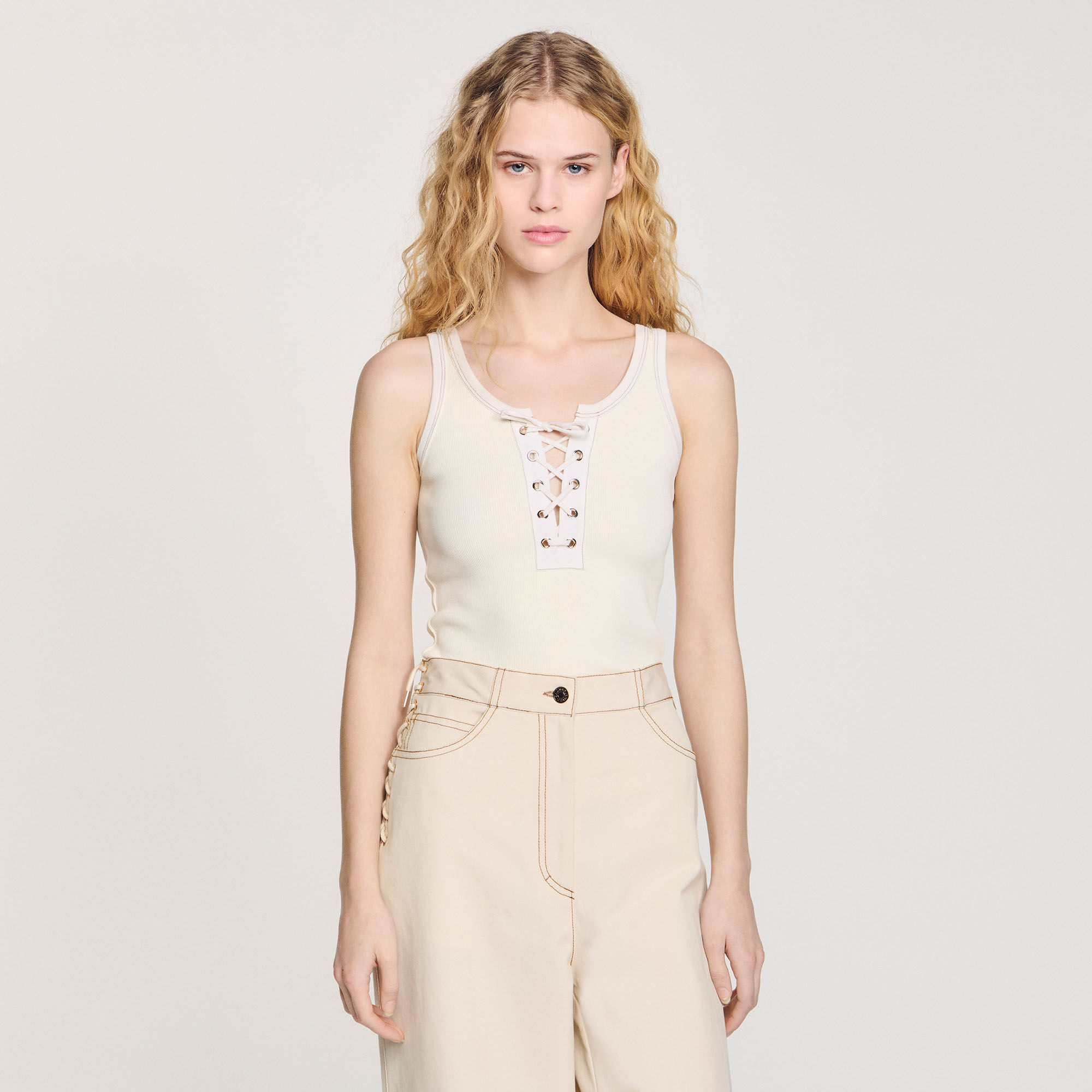 Lace-up vest top