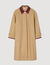 Trench coat with leather collar