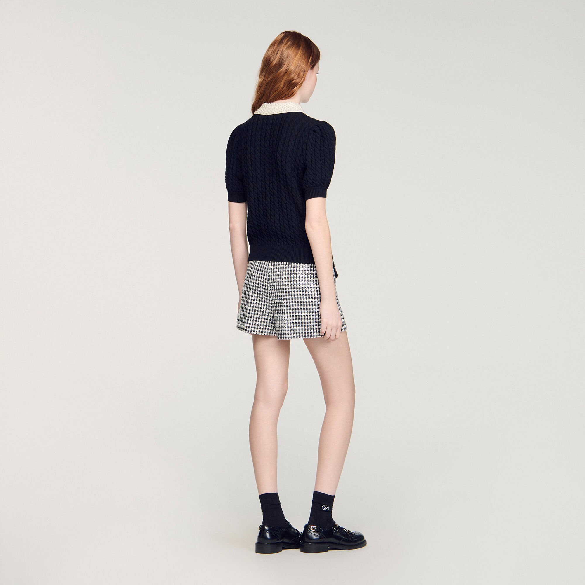 Pearl collar cable knit jumper