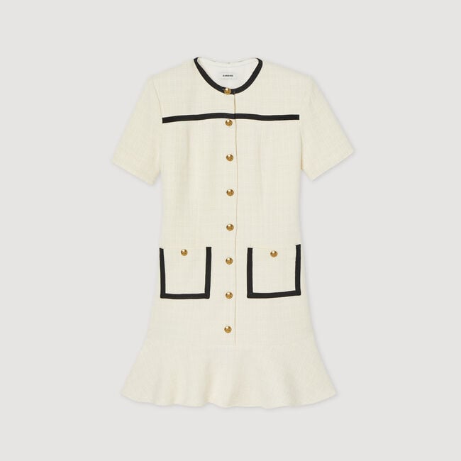 Cropped tweed button-up dress