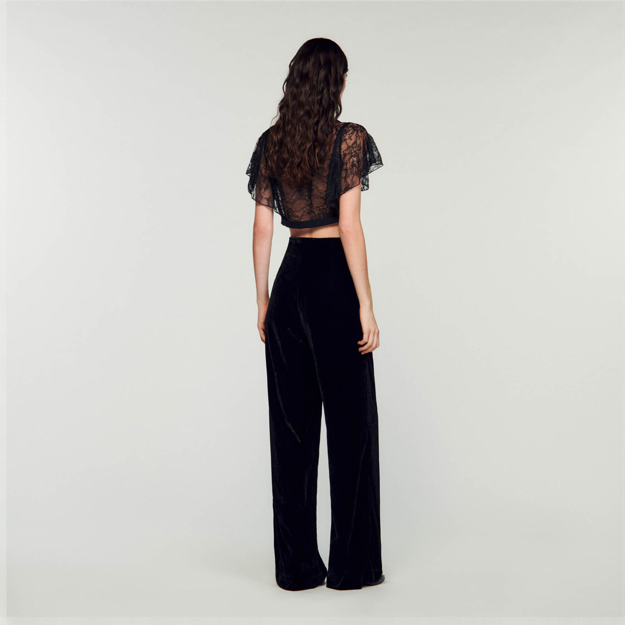 Wide-leg velvet trousers