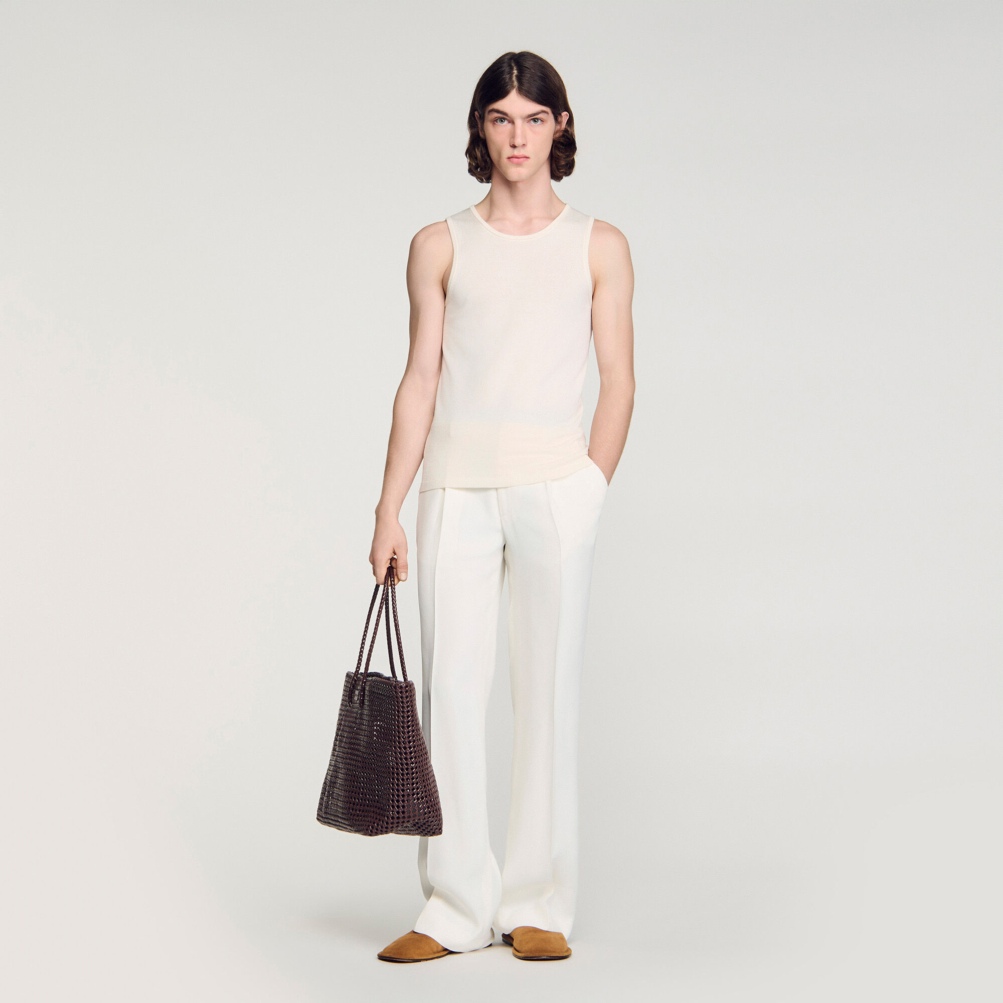 Knit crew neck vest top