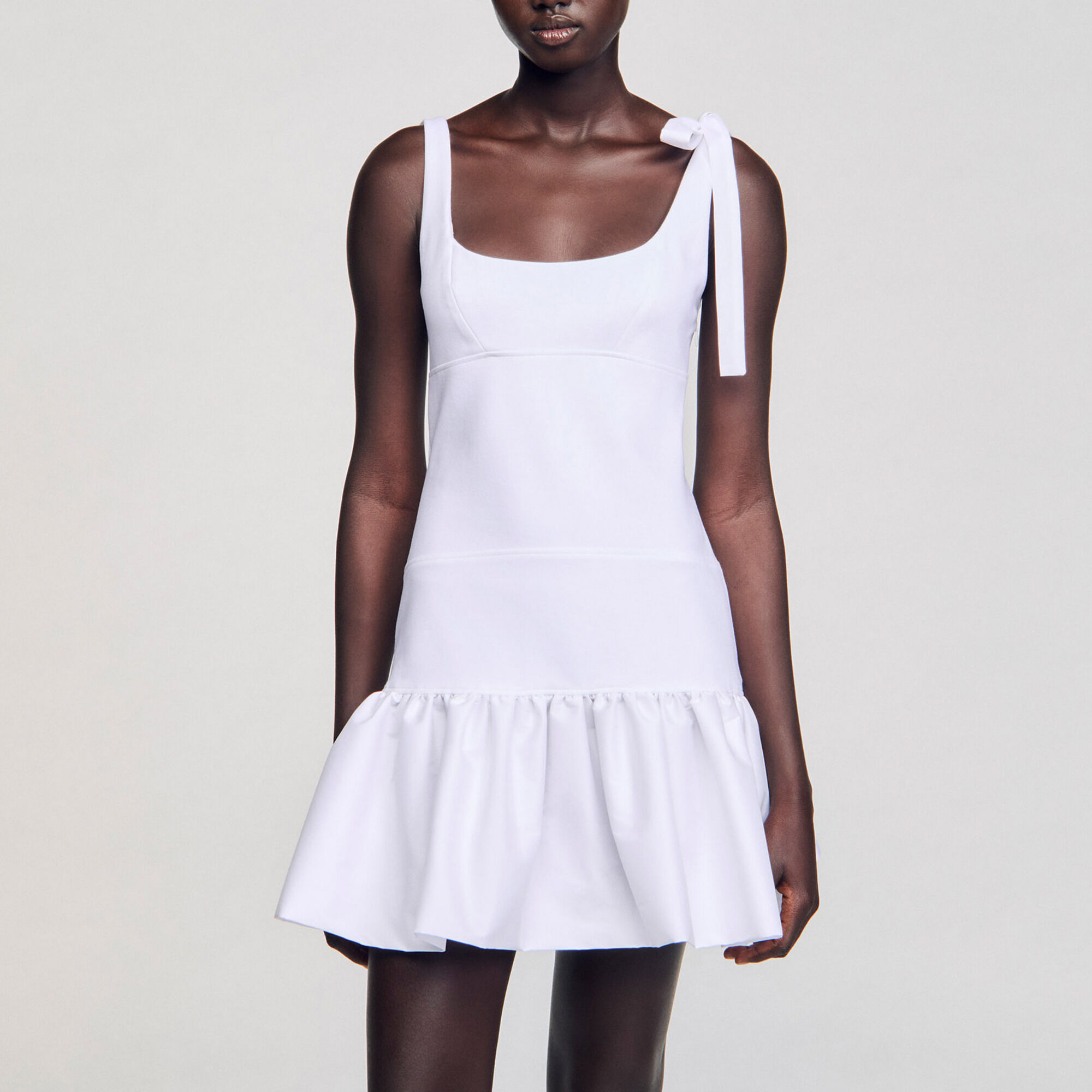 Dual-material short dress - Women | Sandro
