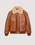 Leather jacket with fur collar