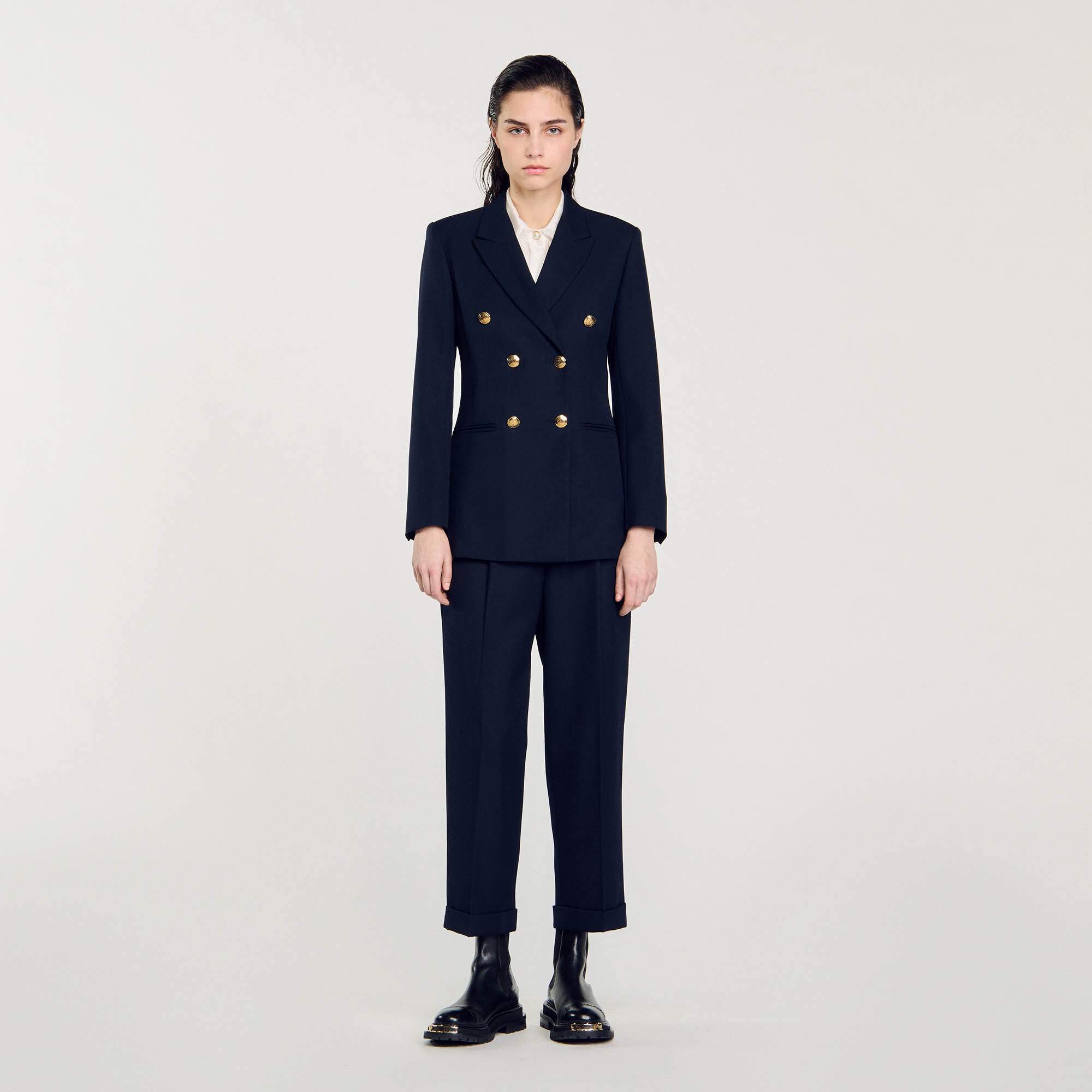 Blue double breasted jacket sale