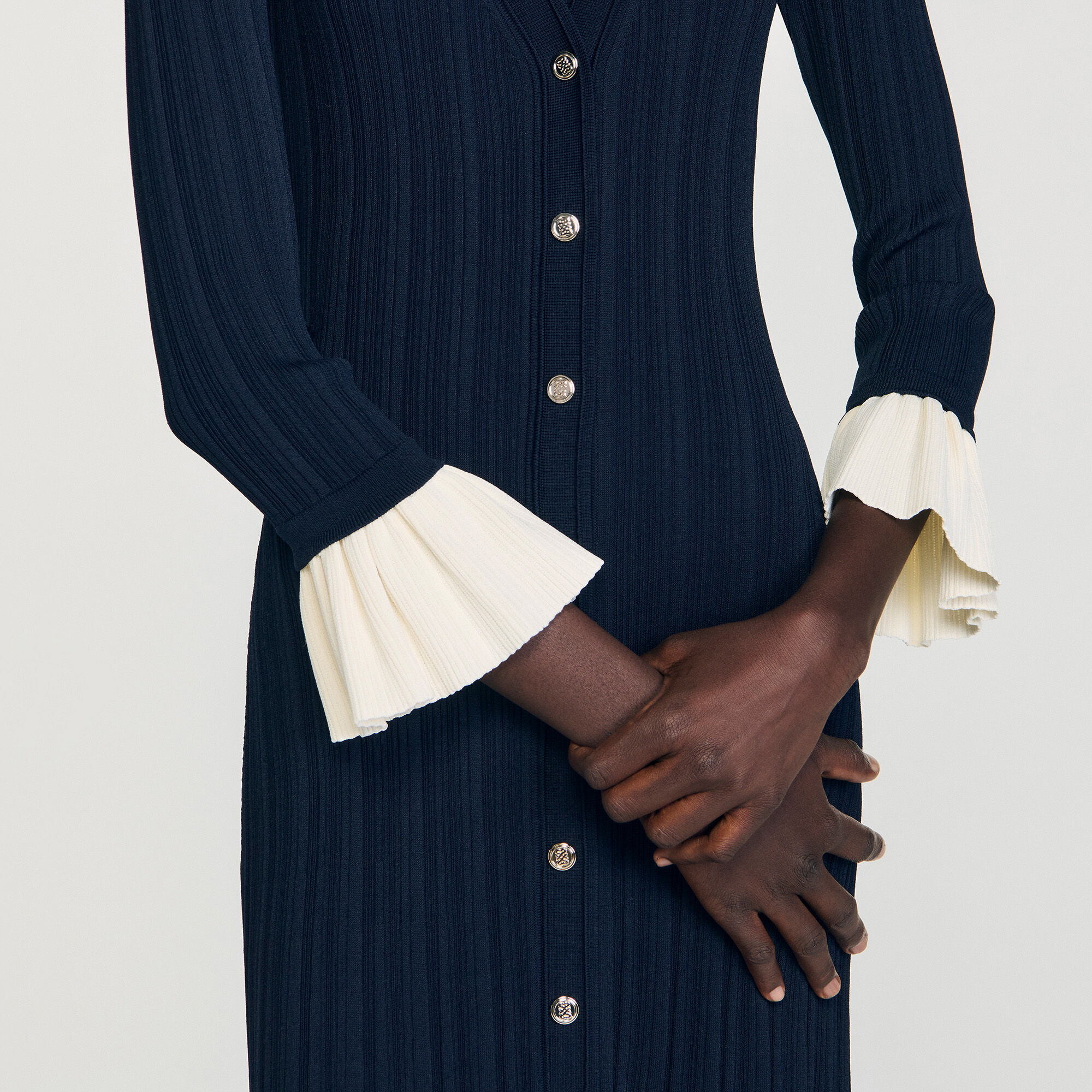 Two-tone knit maxi dress