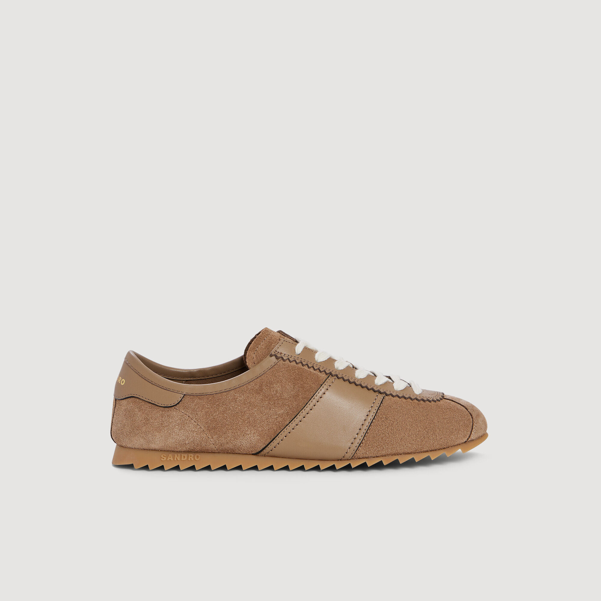 Leather and suede low-top trainers