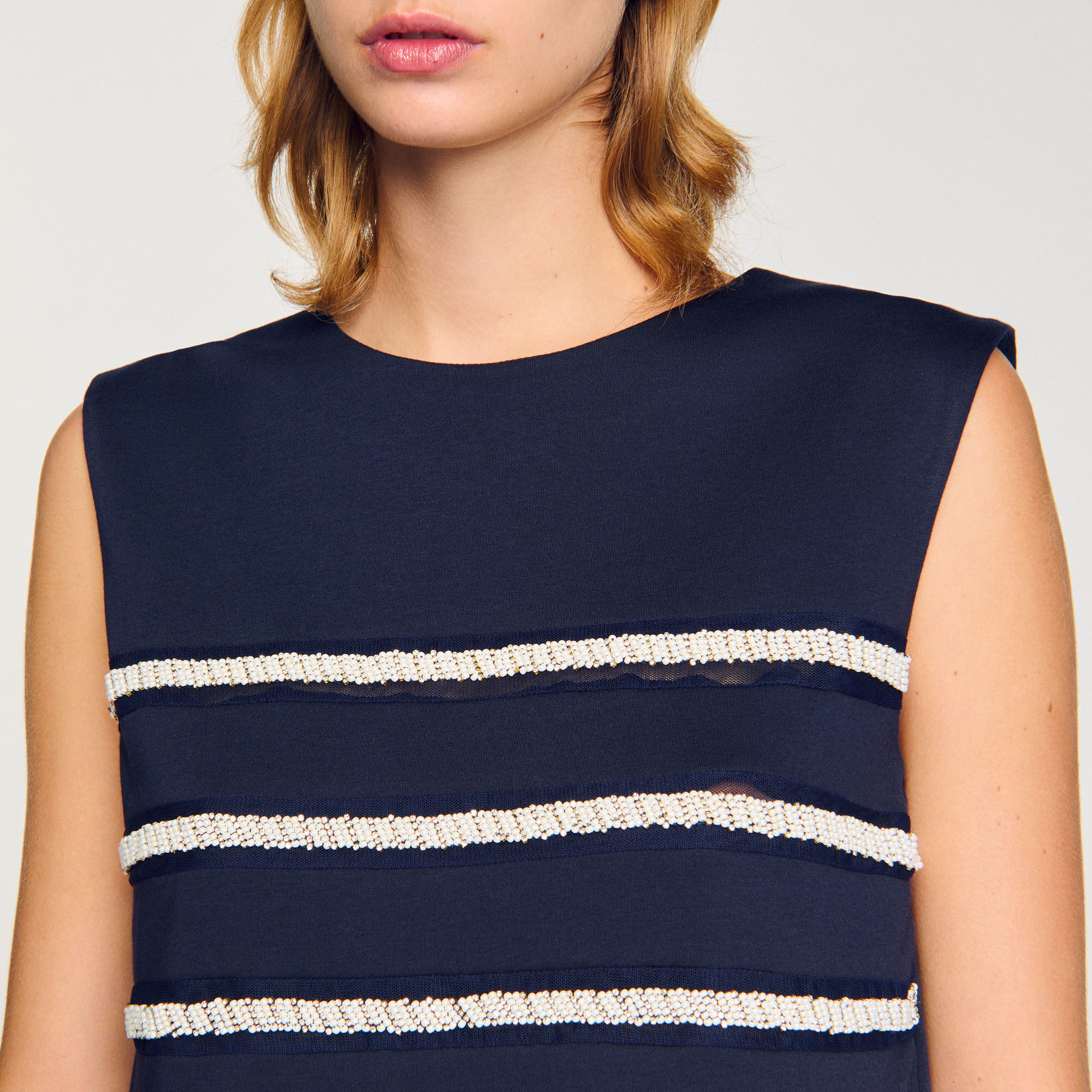 Sleeveless striped T-shirt