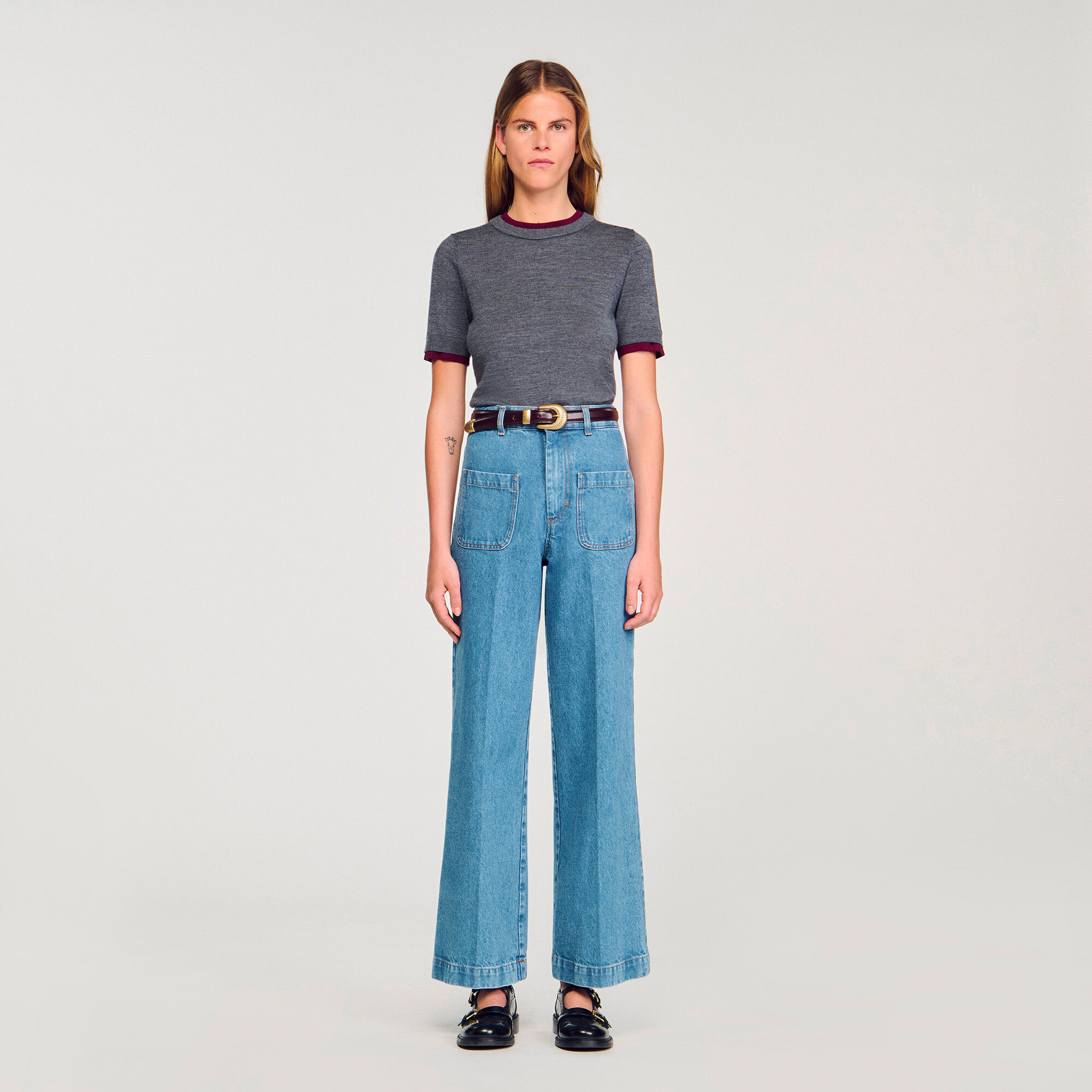 Two-tone cropped jumper