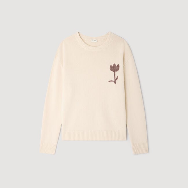 Wool jumper with flower detail