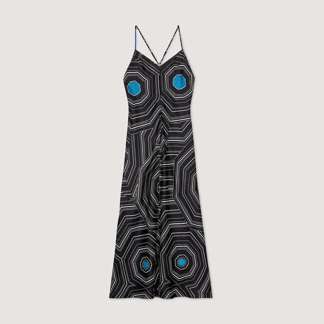 Patterned silk maxi dress