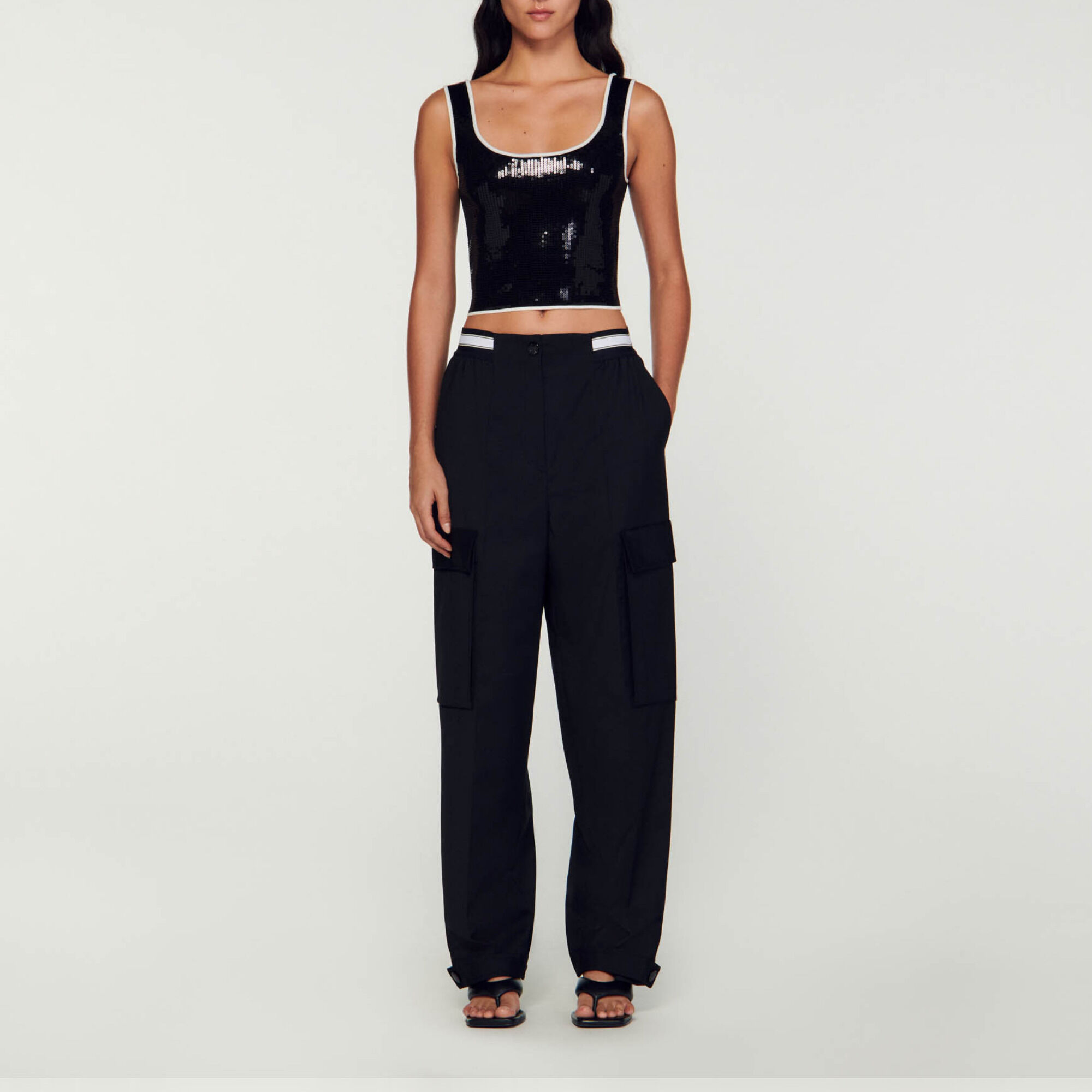 Rhinestone-embellished crop top