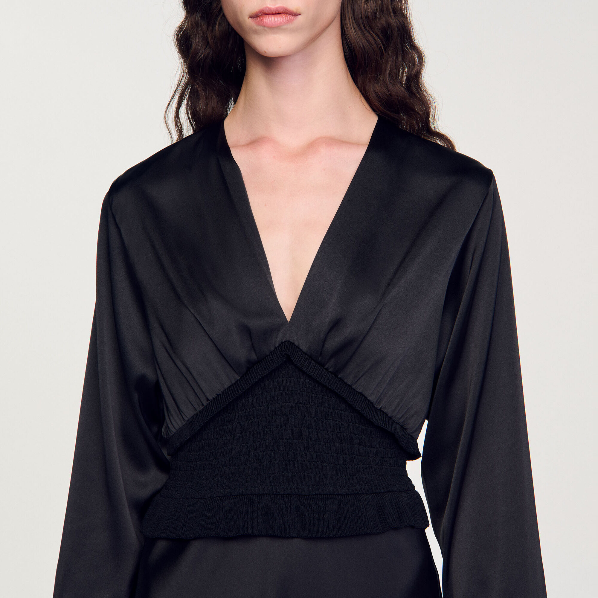 Long satin-effect dress