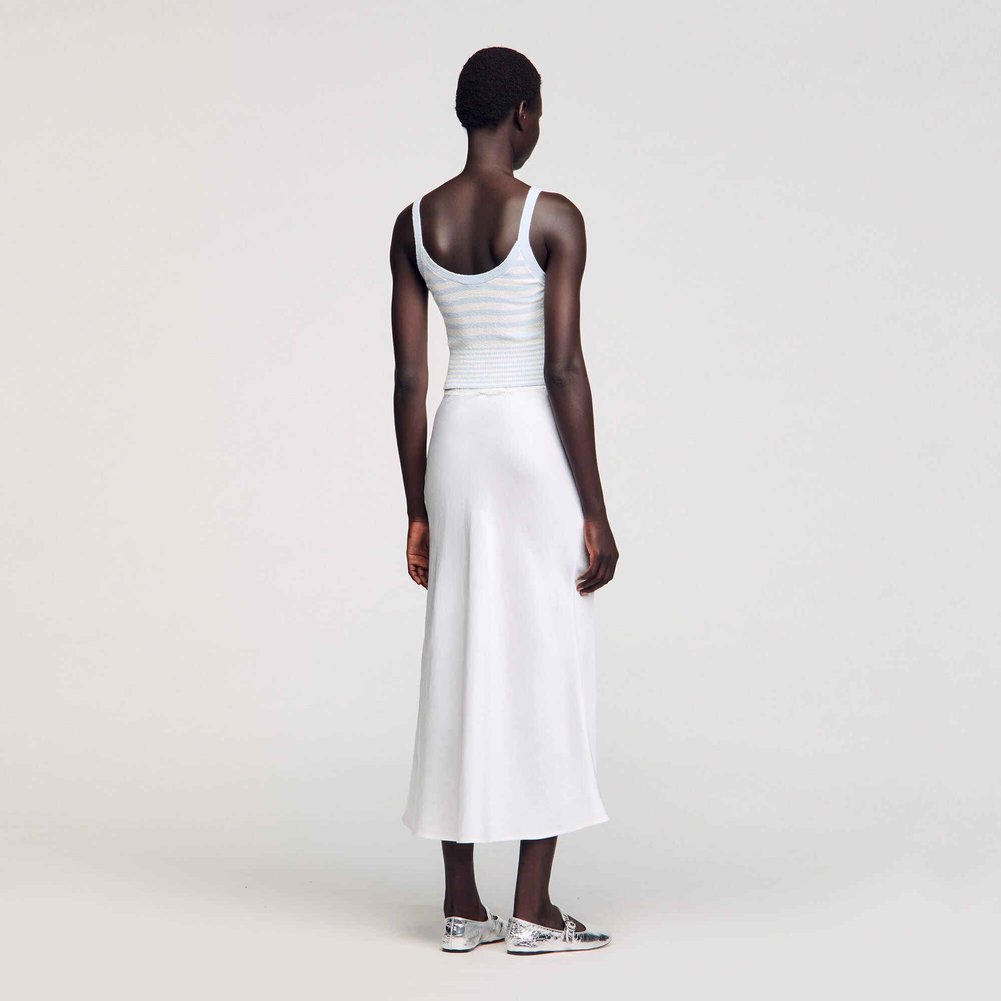 Long satin-effect skirt