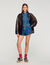 Ruffled denim shorts