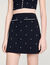 Rhinestone embroidered knit skirt