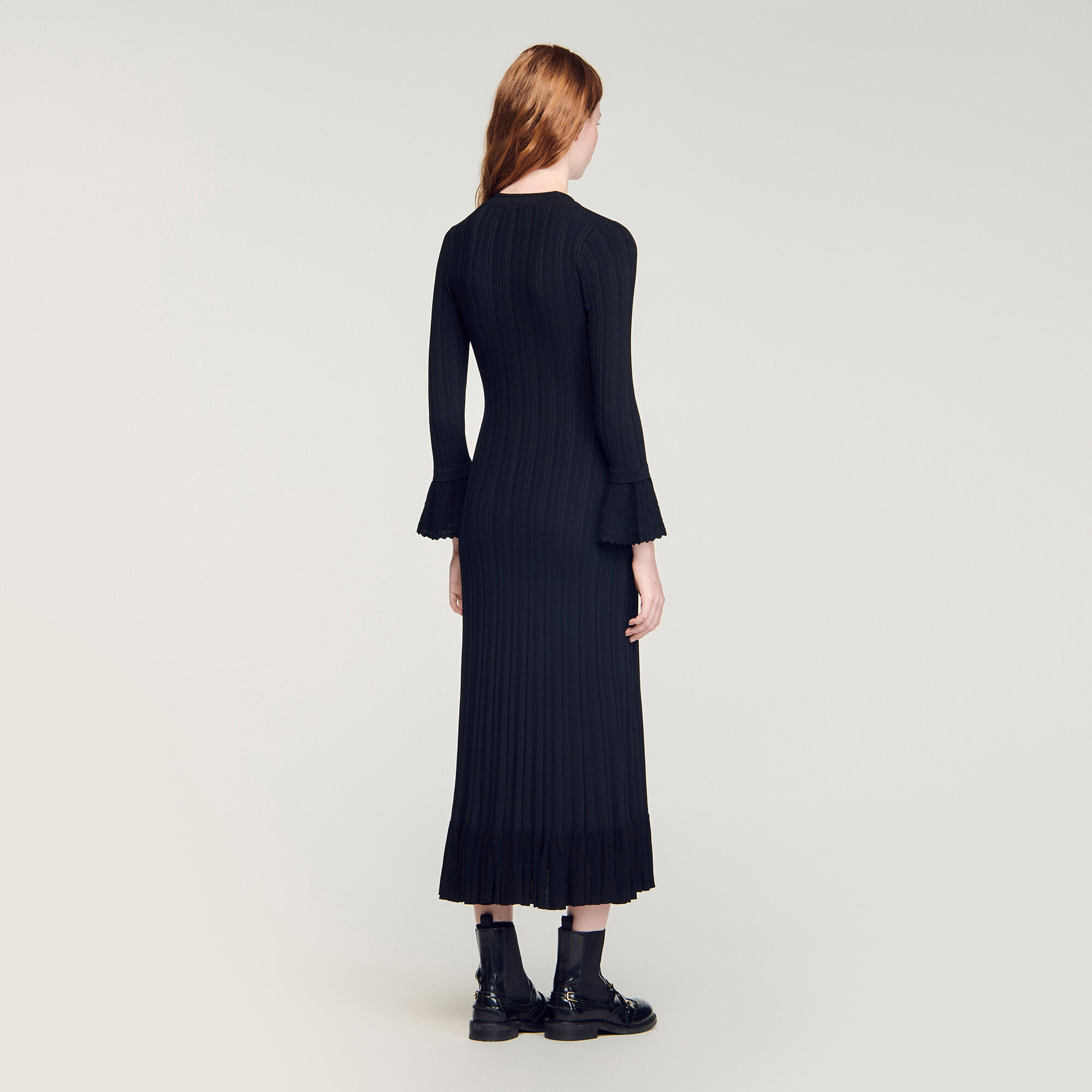 Knit maxi dress with ruffle