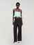 Floral jacquard ruffle crop top