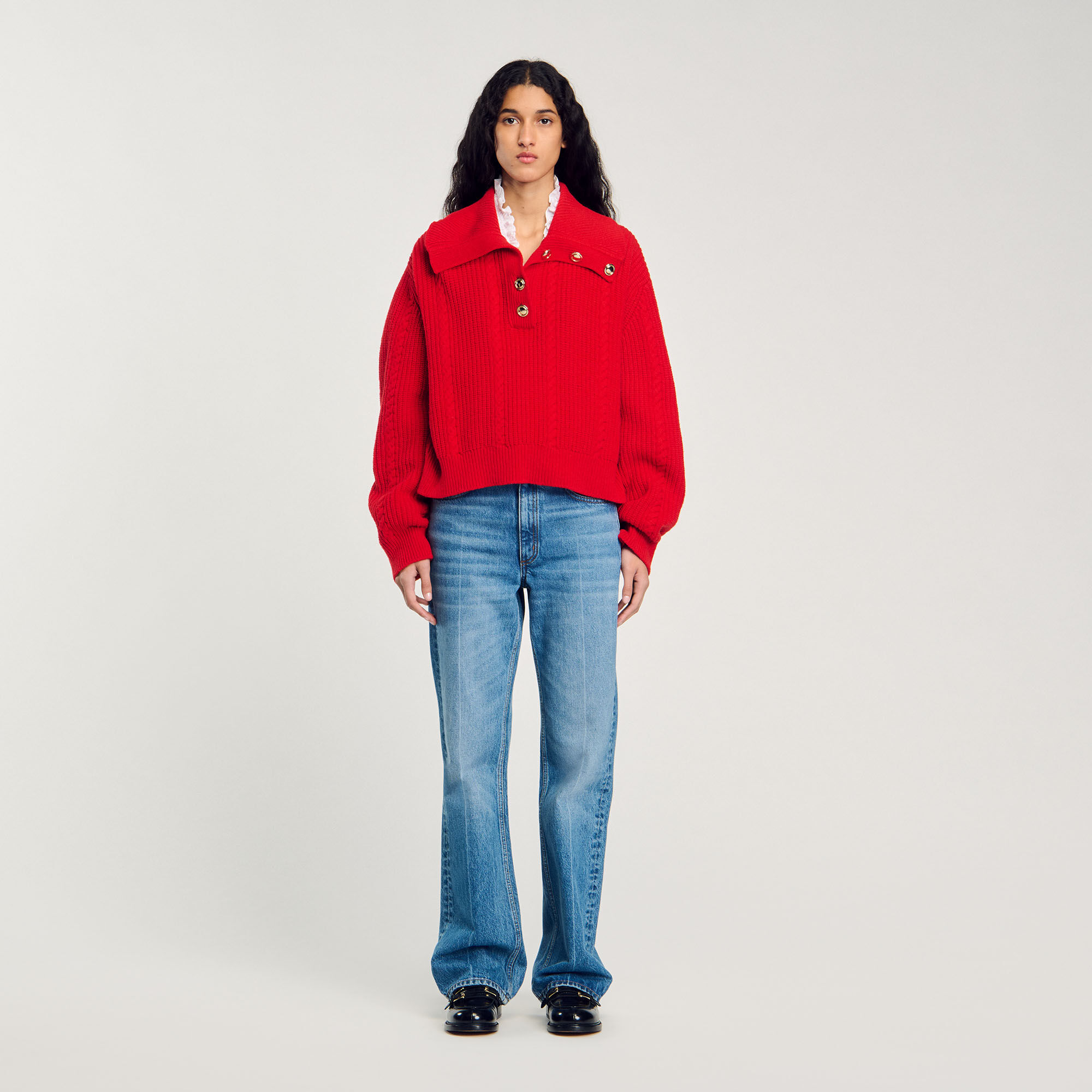 Buttoned neck jumper