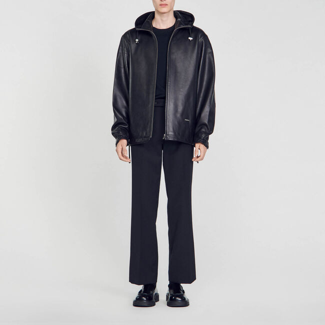 Oversized leather jacket - Men | Sandro