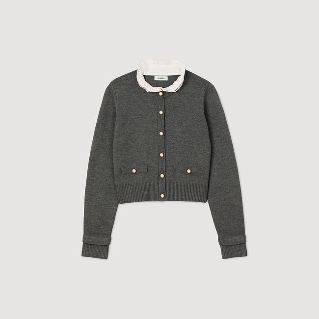 Cardigan with ruffle collar