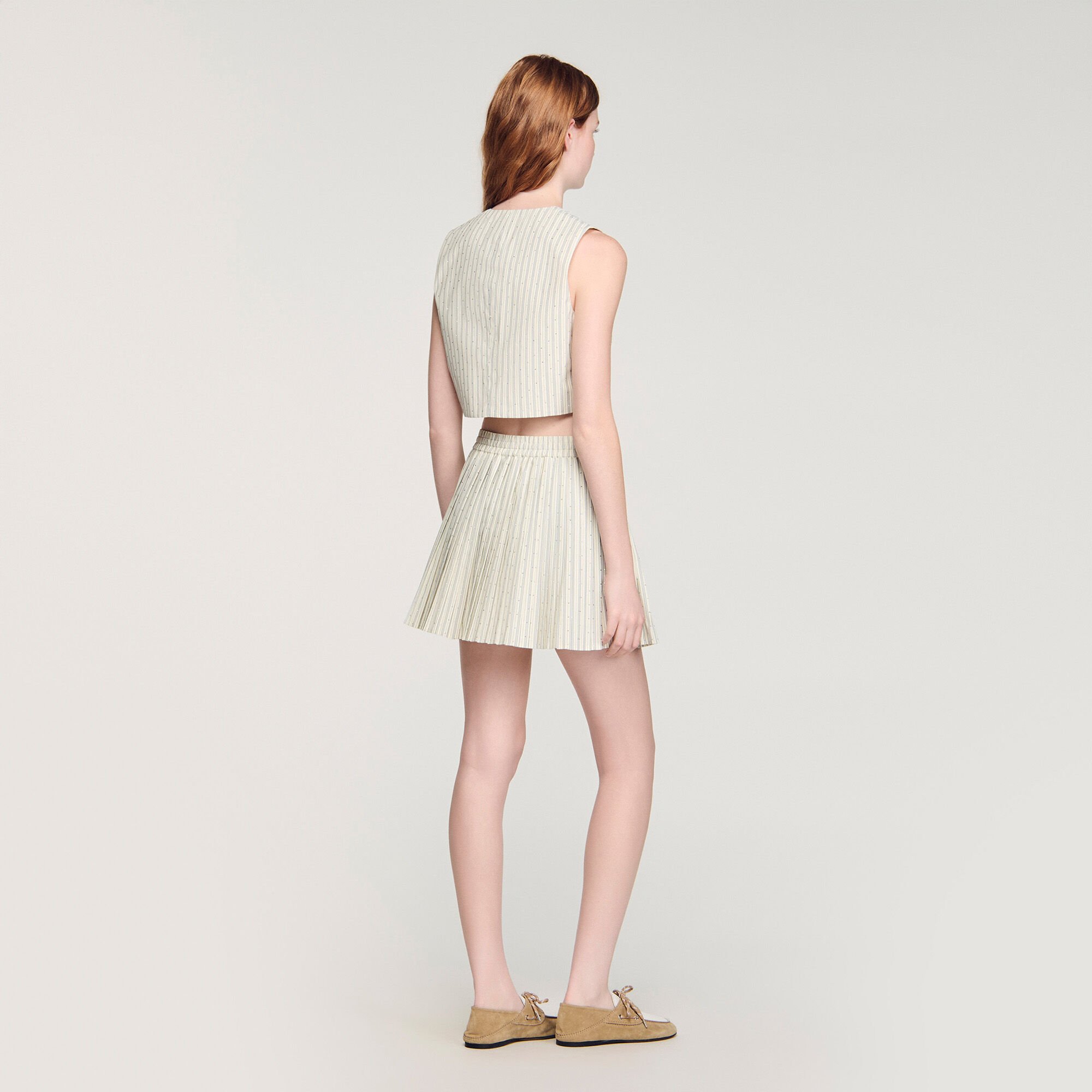 Striped rhinestone crop top