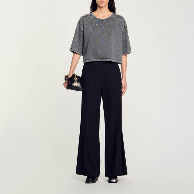 Rhinestone cropped T-shirt