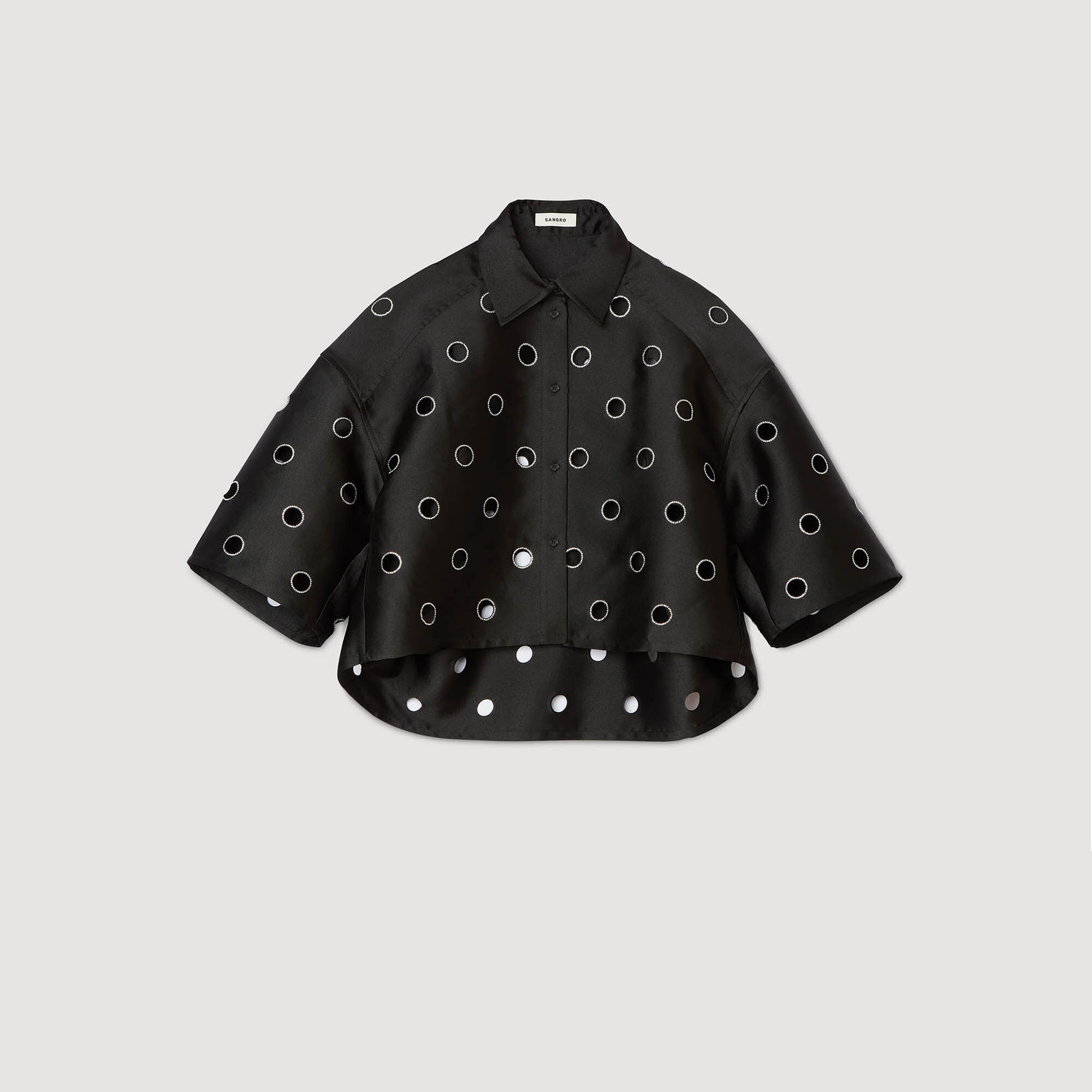 Denim shirt with rhinestones