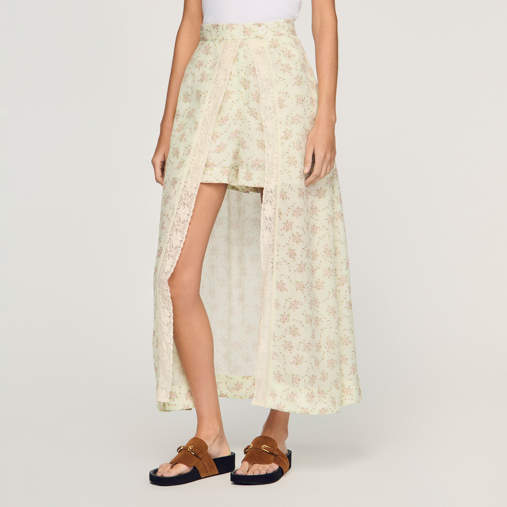 Floral print maxi skort