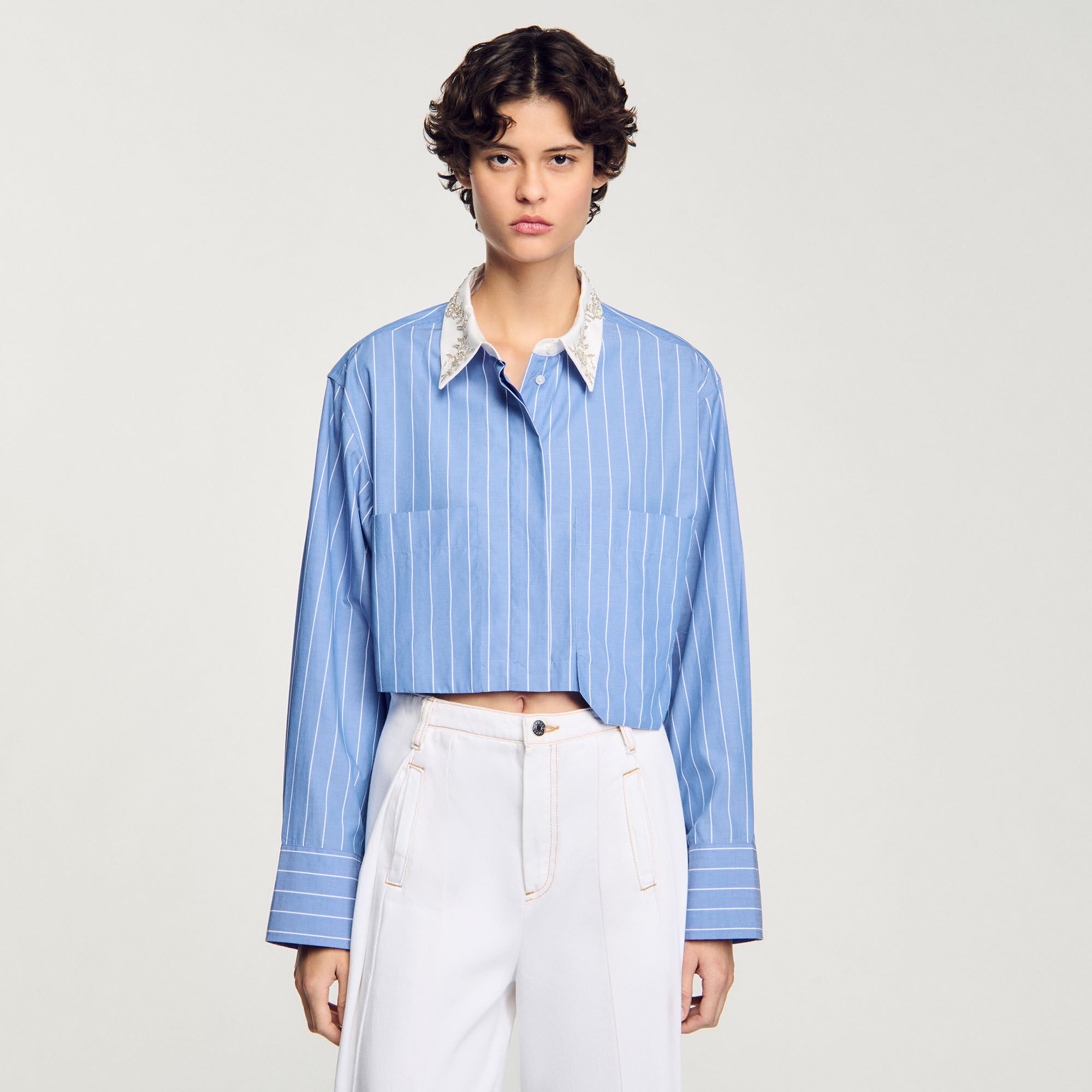 Striped cropped shirt