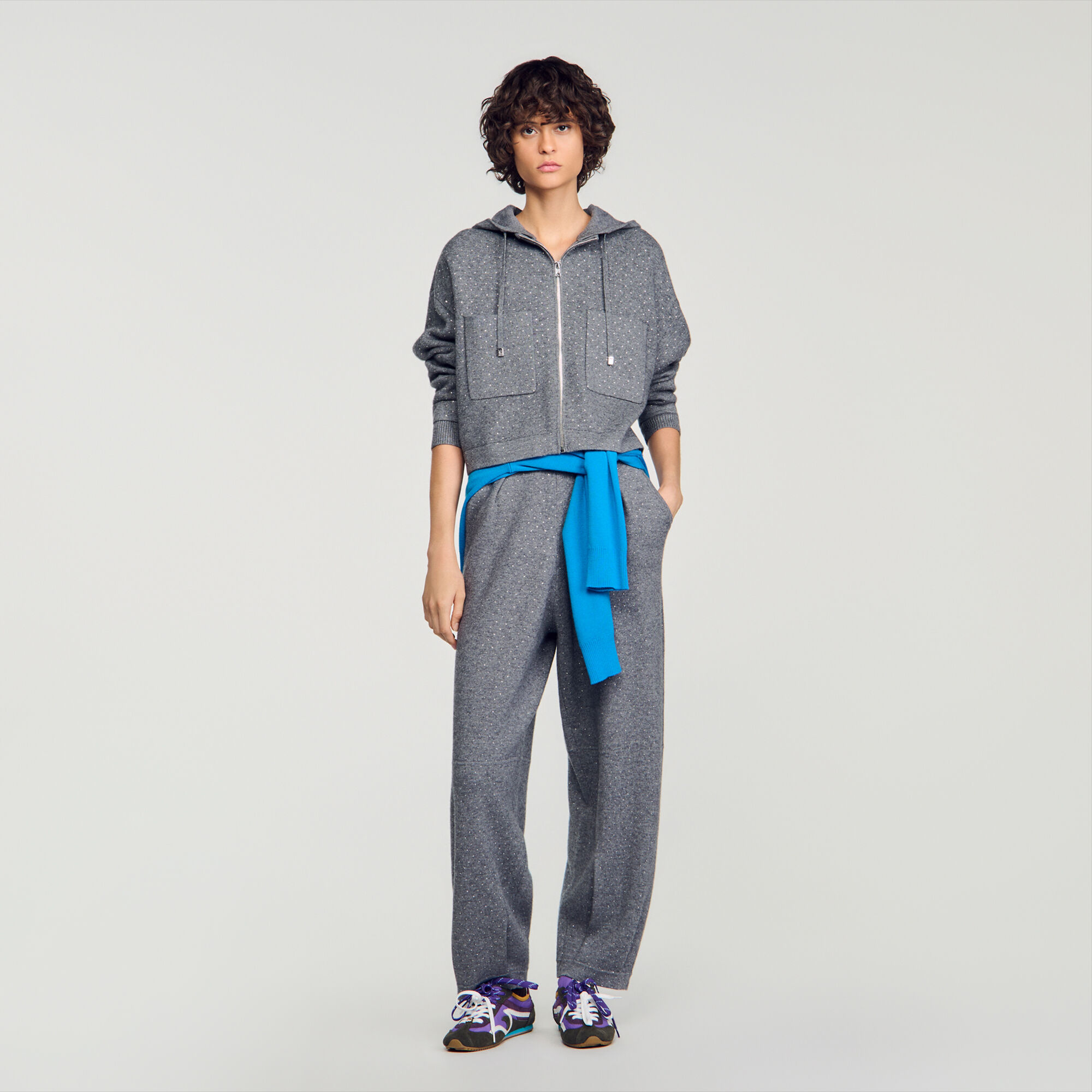 Hooded rhinestone cardigan - Women | Sandro
