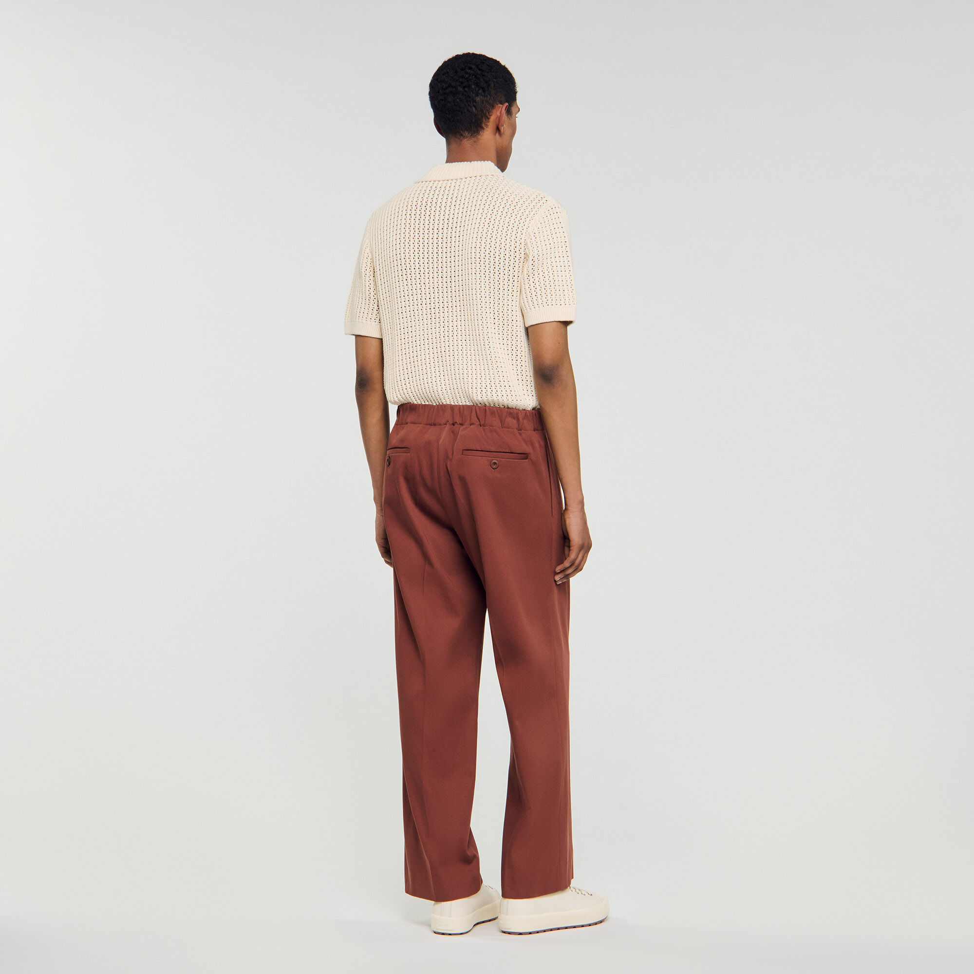 Elasticated wide-leg cotton trousers