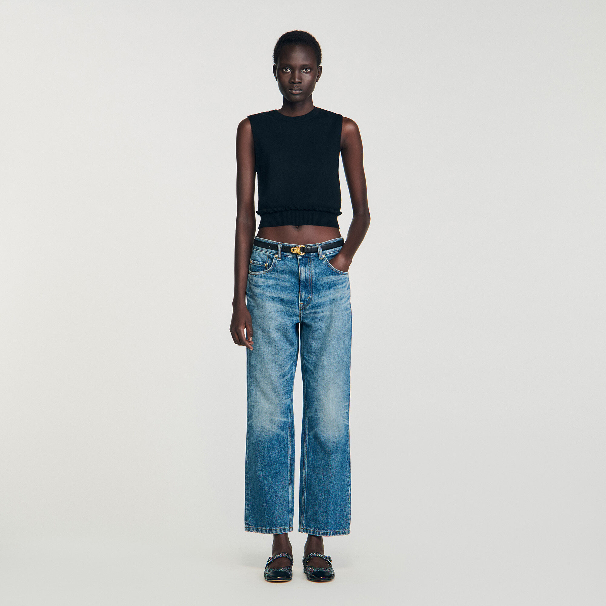 Ruffled cropped jumper