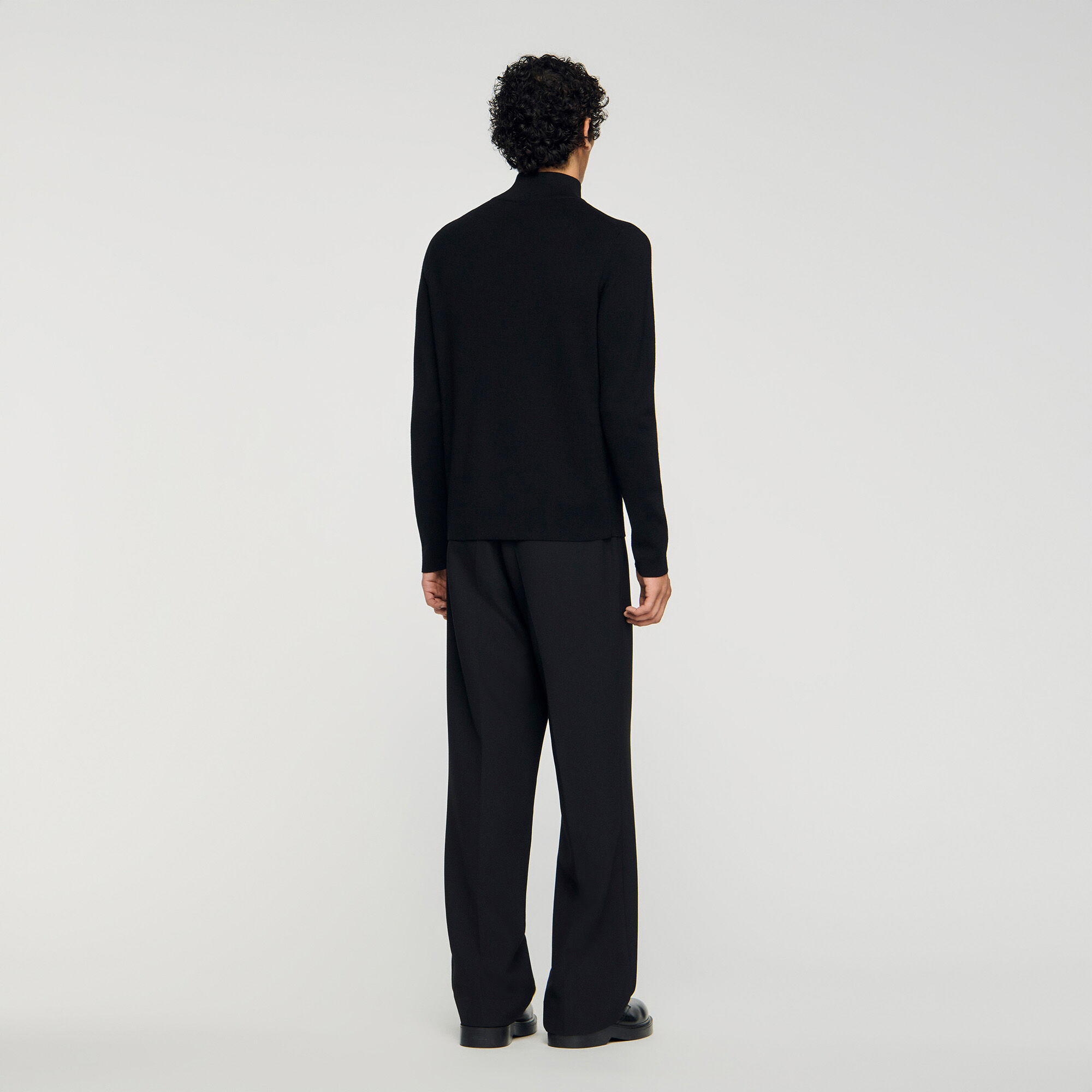 Wool jumper with zip collar