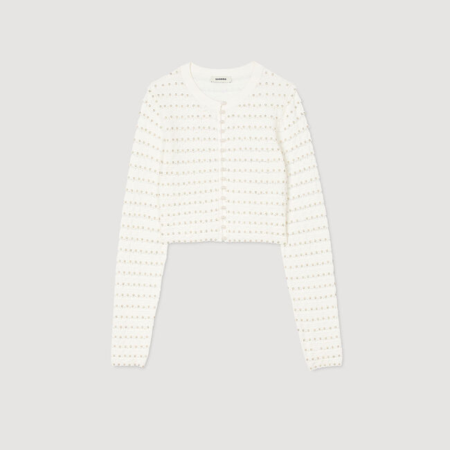 Cropped cardigan with pearl buttons