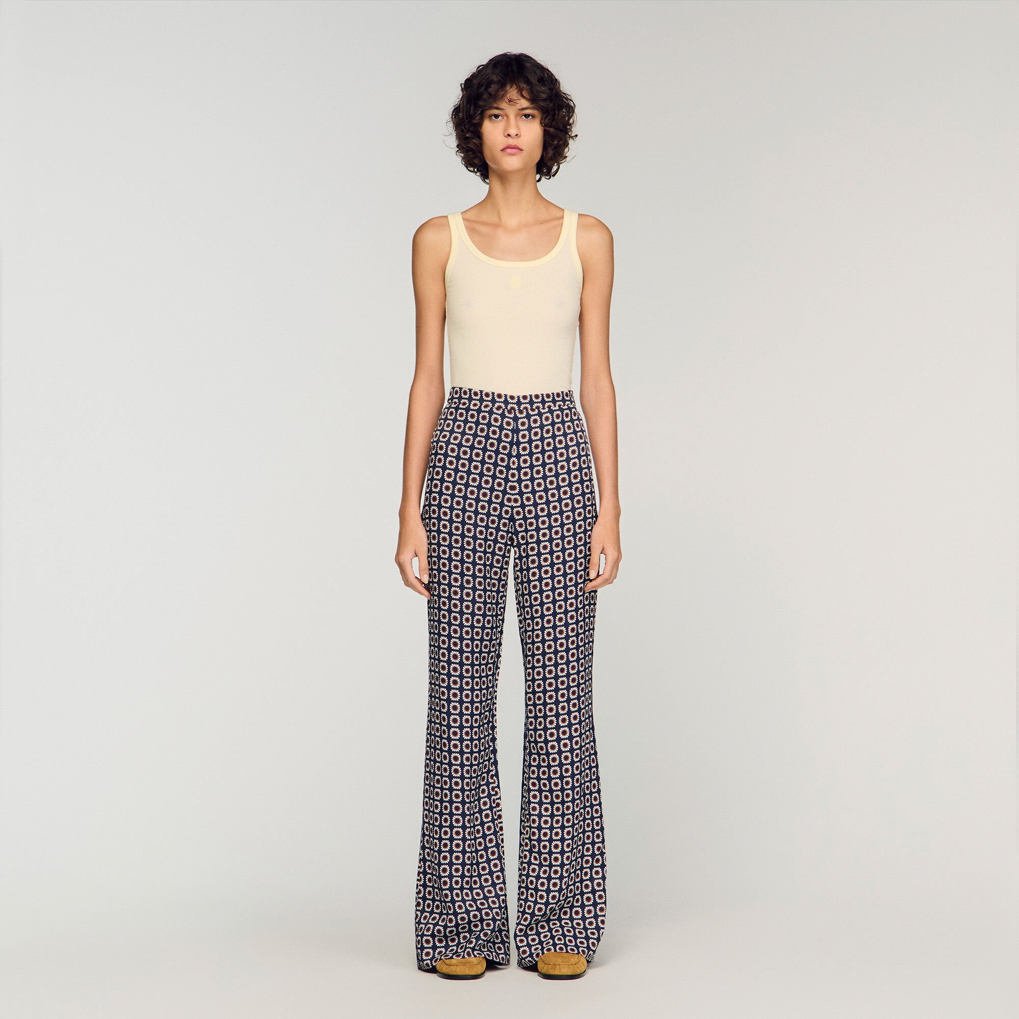 Floral-print floaty trousers