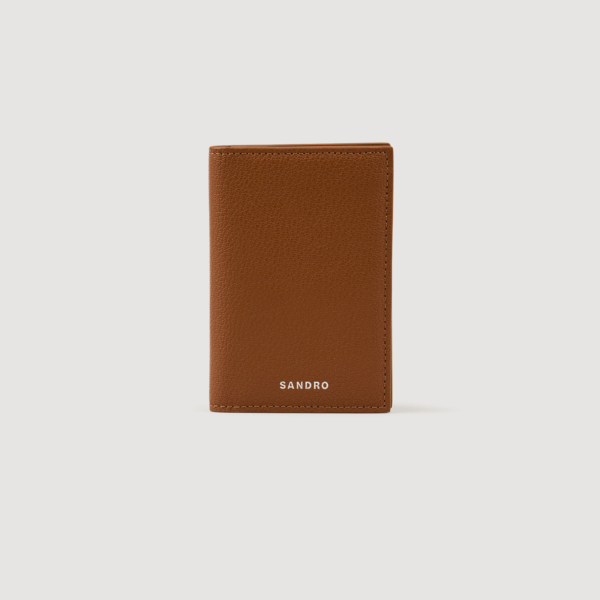Grained leather foldable cardholder
