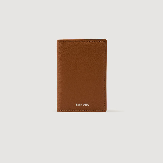 Grained leather foldable cardholder