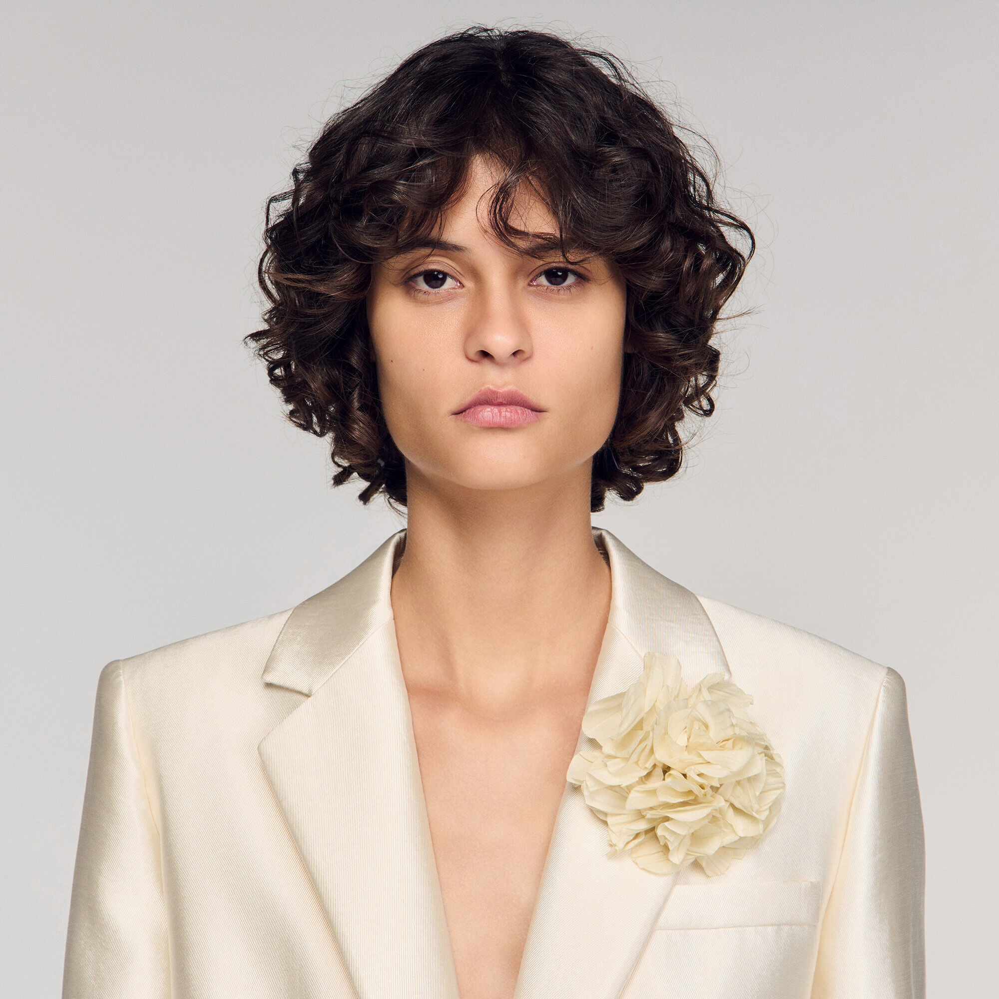 Satin jacket with flower detail
