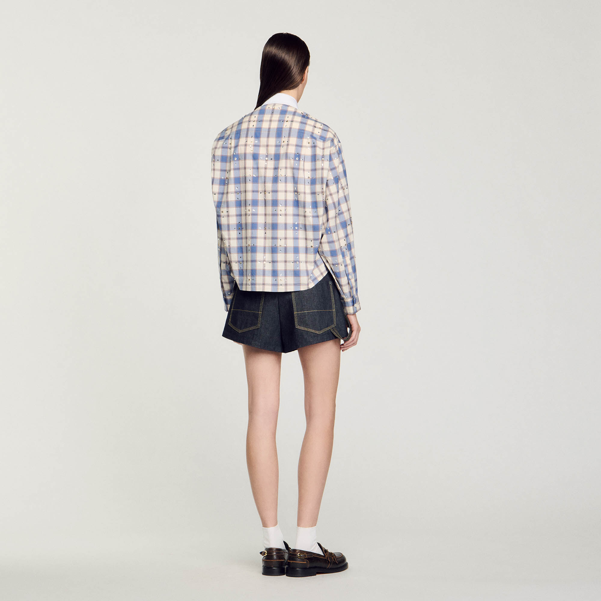 Rhinestone check shirt