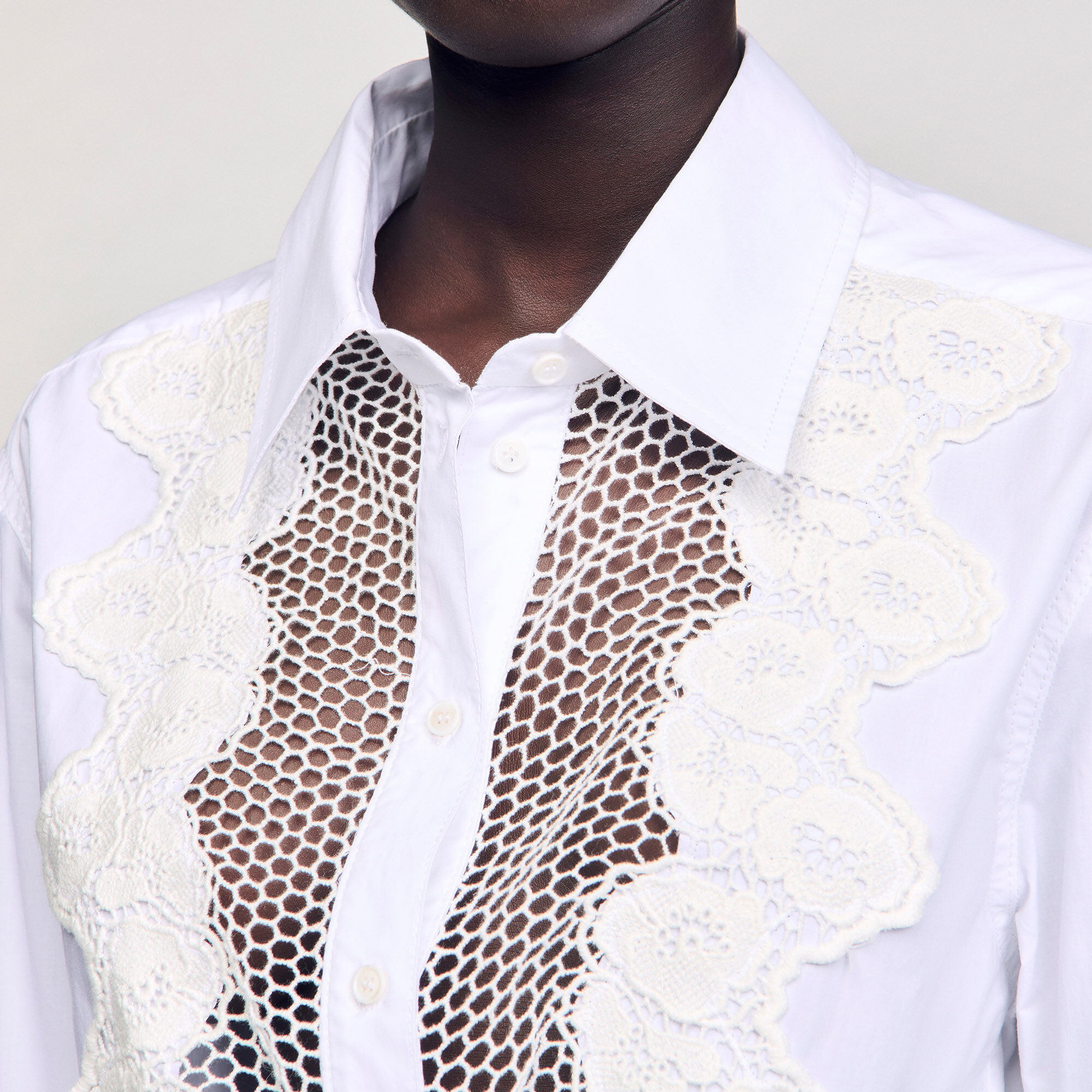 Lace bib shirt