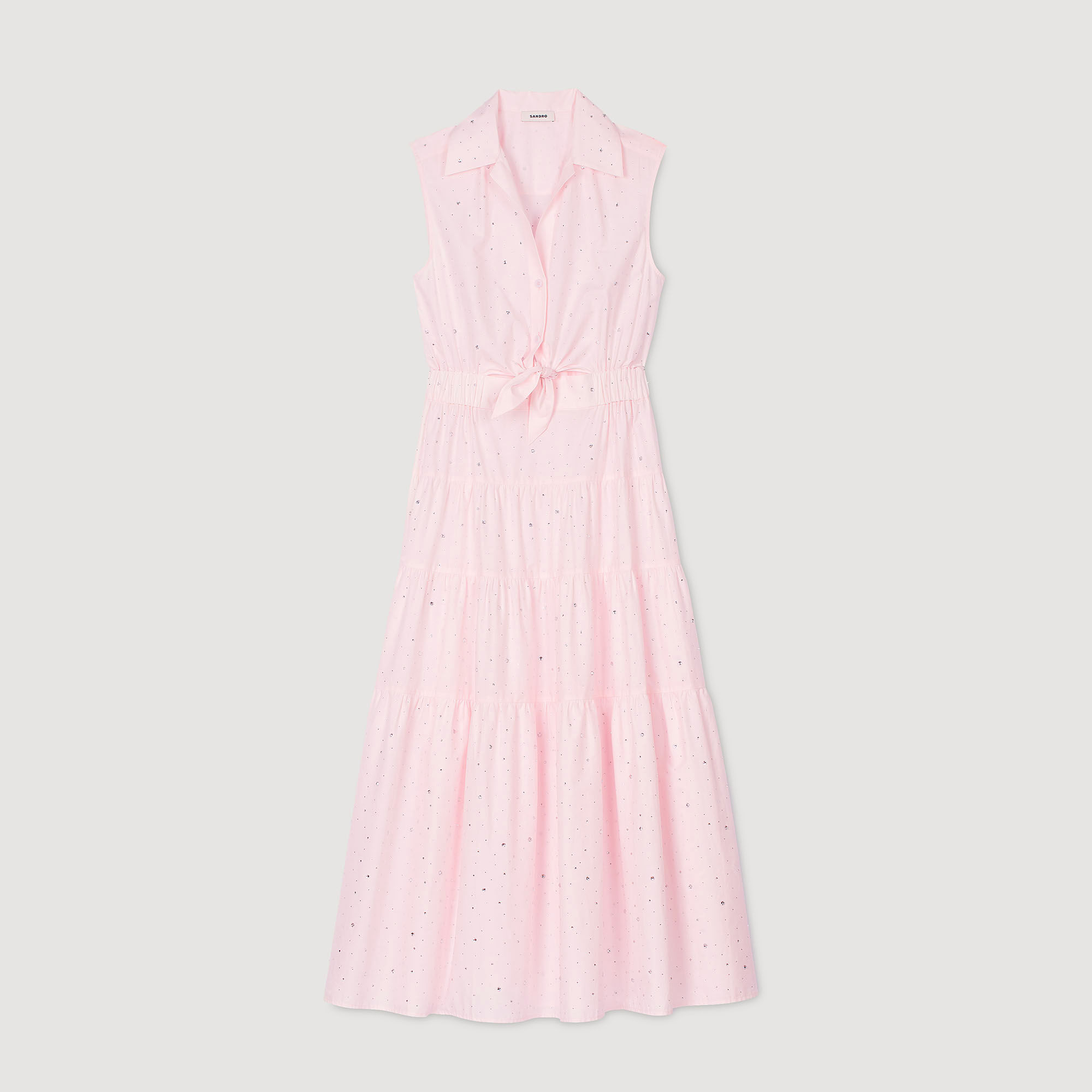 Rhinestone tie-front maxi dress