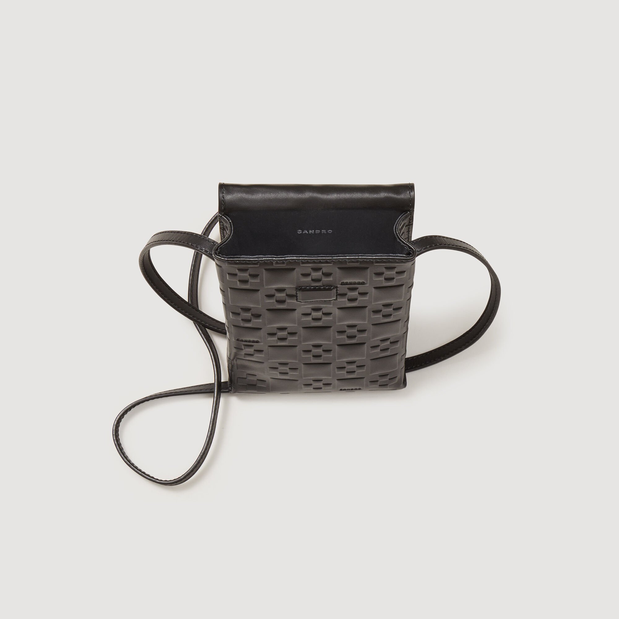 S monogram-embossed small leather bag