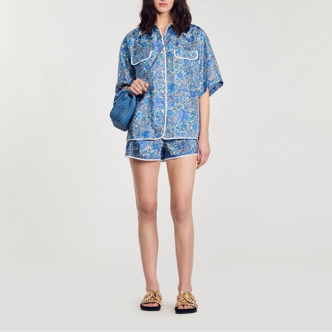 Oversize floral silk shirt