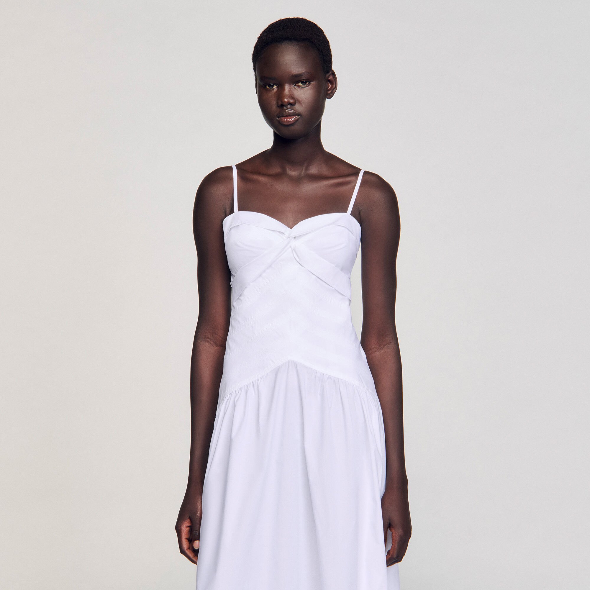 Draped bustier maxi dress