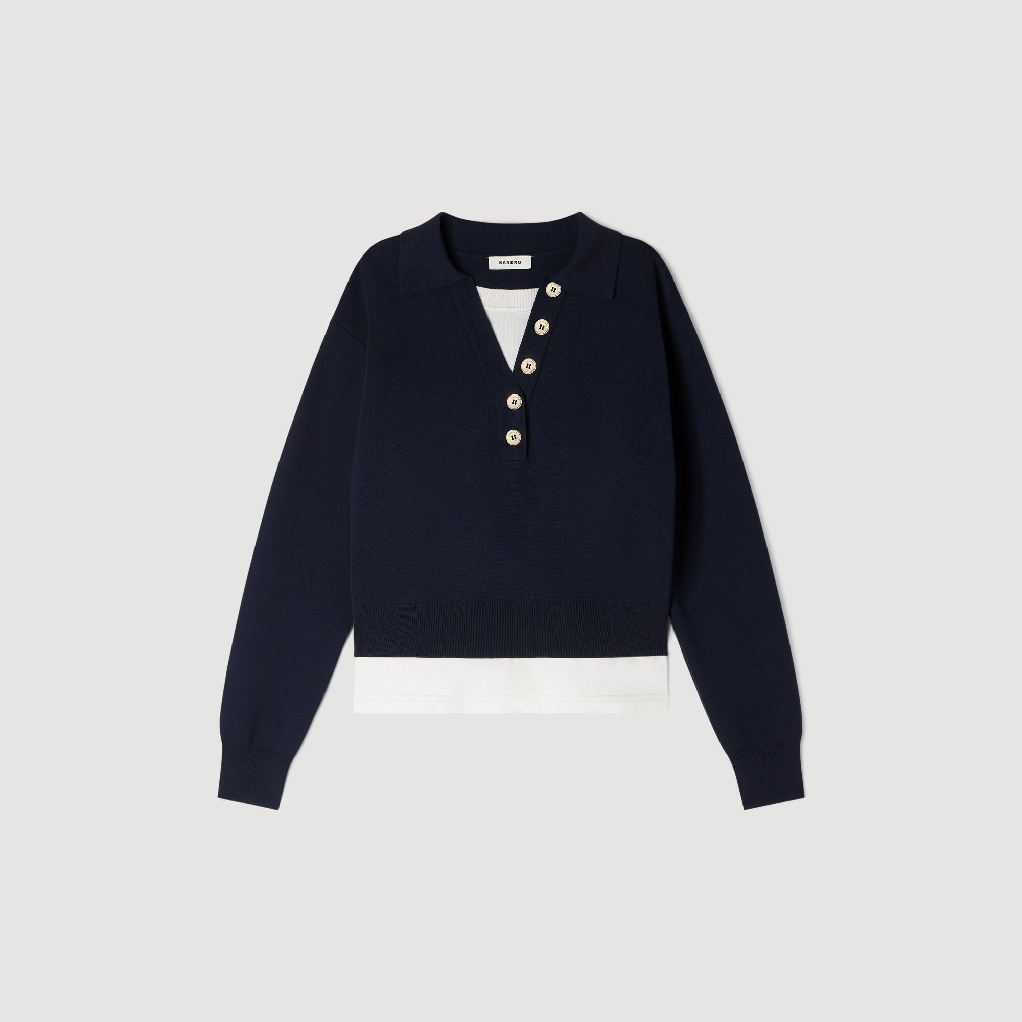 Metal button layered collar jumper