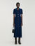 Denim collar knit maxi dress