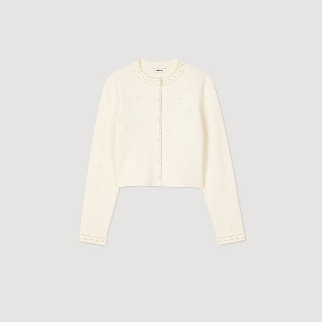 Cropped cardigan with peal buttons