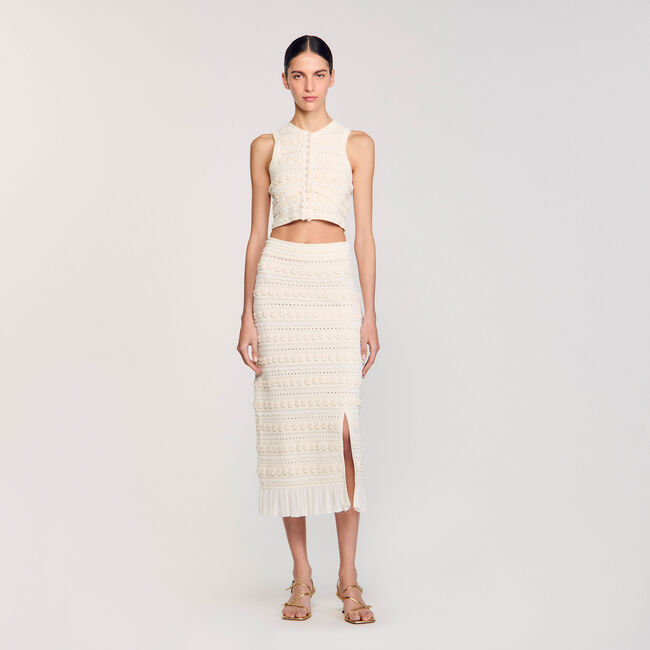 Long skirt with crochet detailing