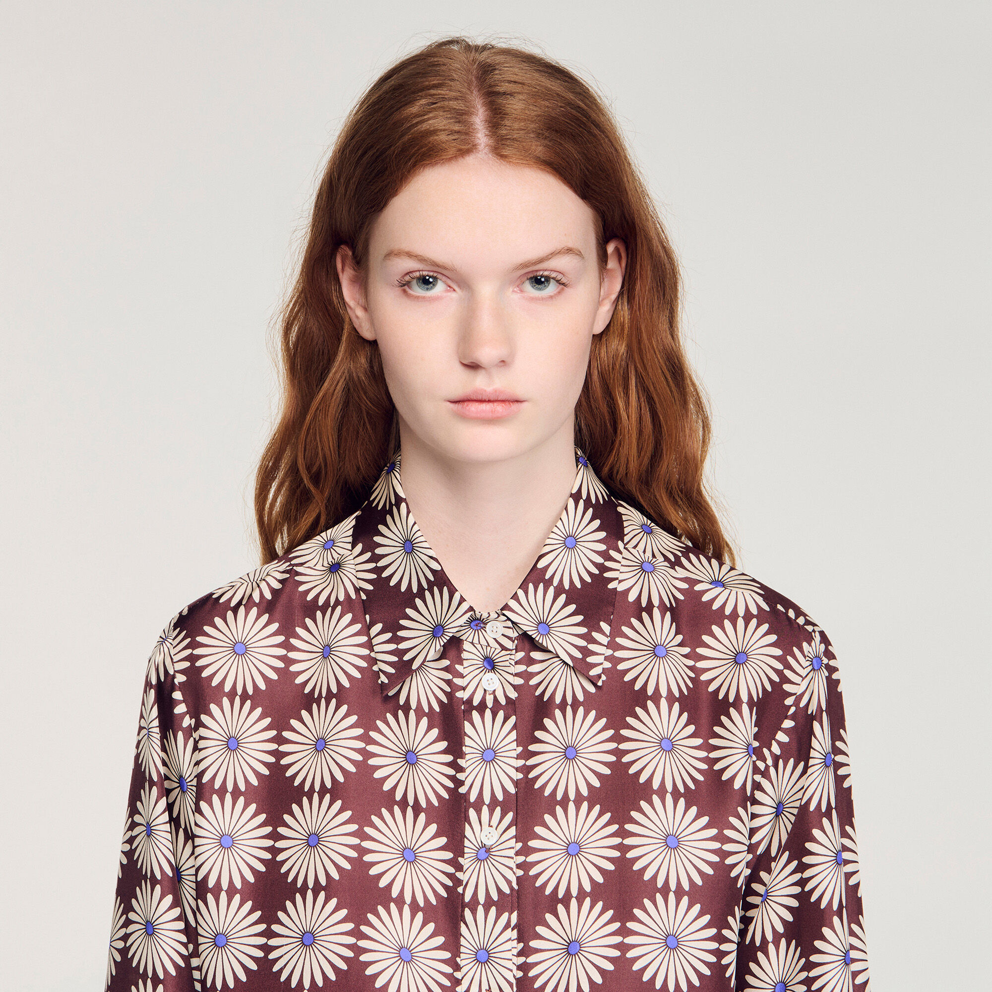 Floral print silk shirt